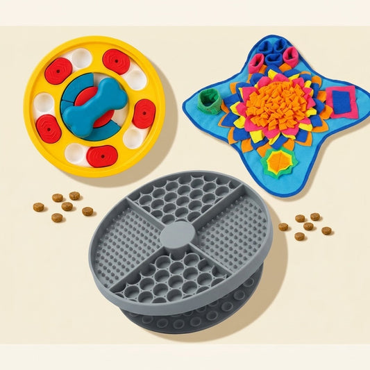 Pack Trio BrainDog : puzzle d'intelligence, tapis de fouille et tapis de léchage pour chien
